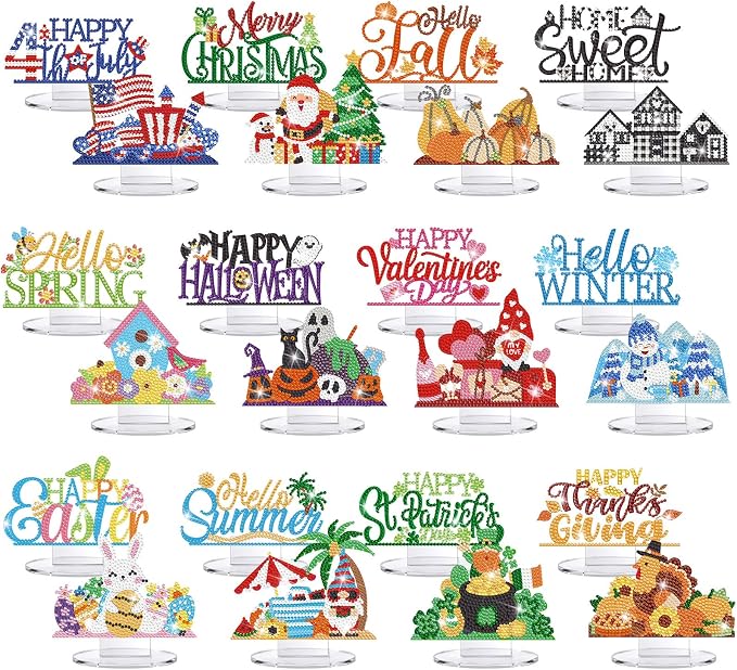YooNotee 24 Sets Interchangeable Seasonal Diamond Art Tabletop Decorations by Unknown