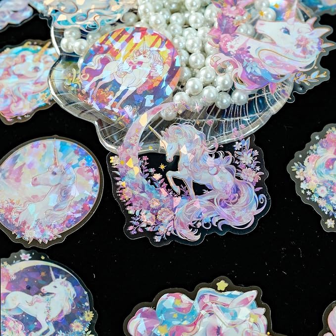 30 Pcs Sparkly Unicron Aesthetic PET Stickers - Image 5