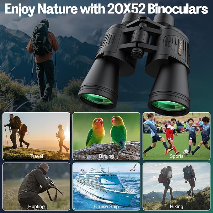 20x52 Binoculars for Adults High Powered | HD Vision, Large View, BAK4 Porro - Image 6