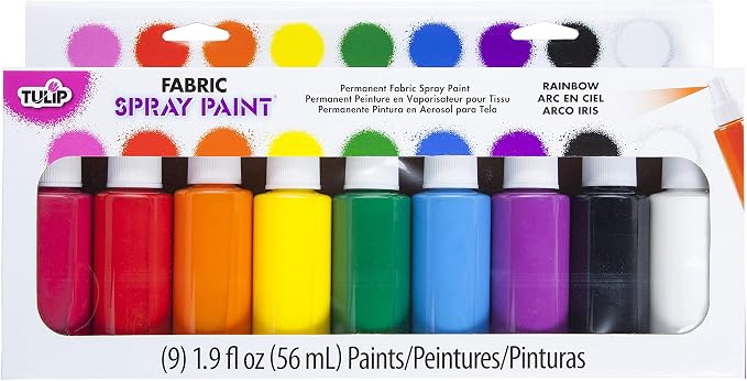 Tulip Fabric Paint, Permanent Spray on Paint Set Party Pack, 9 Pack Rainbow by Tulip