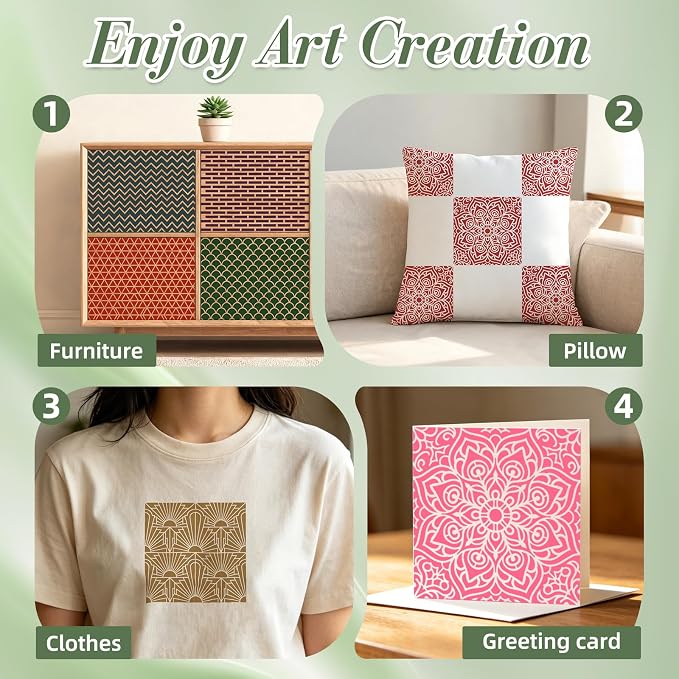 Texture Stencils for Crafts Reusable 16Pcs Stencils | DIY Art Painting Stencil - Image 5