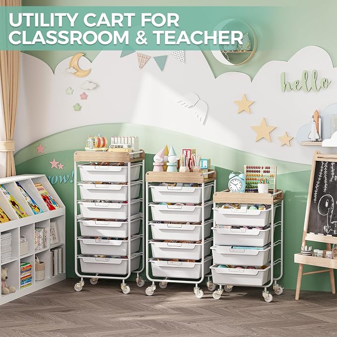 6 Drawer Rolling Cart for Craft Storage, Utility Drawer Organizer - Image 6