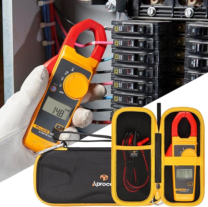 Aproca Portable Hard Storage Case, for Fluke 323/302+ / 324/325 Digital Clamp Meter and Accessories