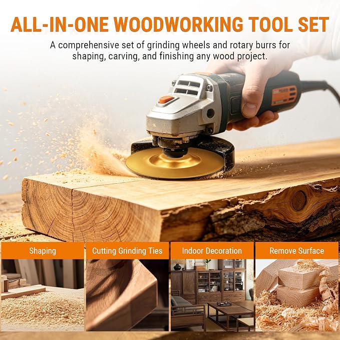 3-Piece Angle Grinder Polishing Pad, Wood Carving Disc Set, Tungsten Carbide - Image 6