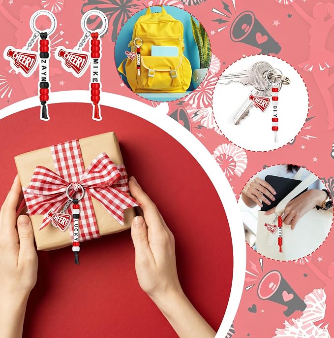 Suncalla 996 Pcs 24 Set Cheer Keychain Making Kit DIY Key Chain Crafts Gift | - Image 4