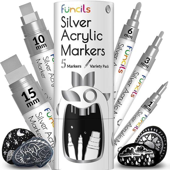 5 Acrylic Silver Paint Pen by Funcils