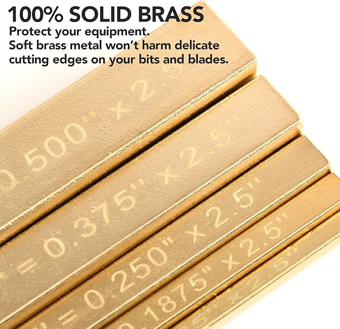 LOSTRONAUT Brass Setup Blocks Height Gauge Set - Set of 5 Table Saw Accessories for Woodworkers - Bars Include Laser Engraved Size Markings - Woodworking Tool - Brass Bar