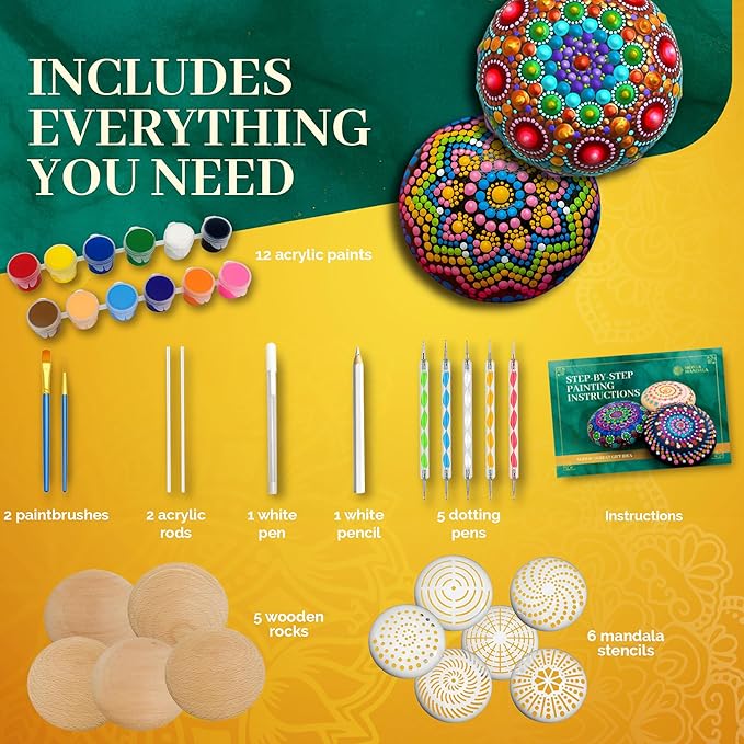Mandala Rock Painting Kit – Mandala Dotting Tools Set - Image 2