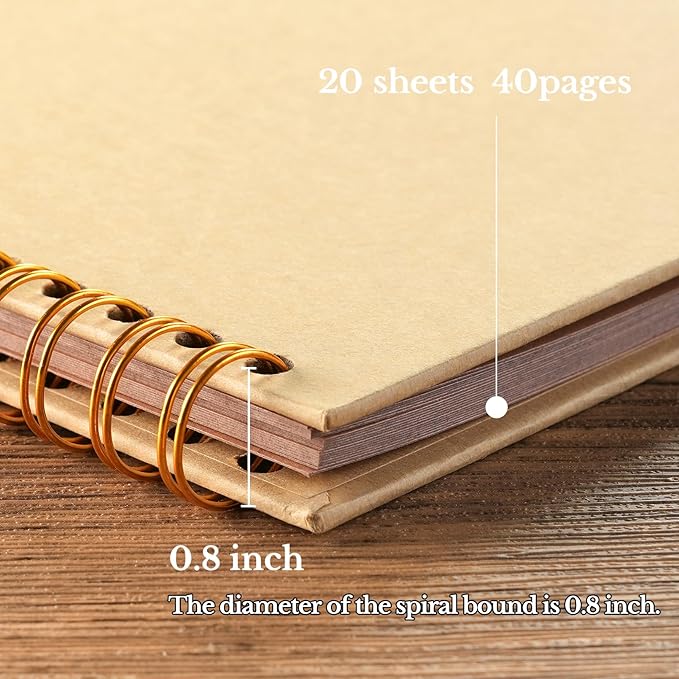 potricher 10 x 10 Inch DIY Scrapbook Album 40 Pages Hardcover Kraft Paper Scrap - Image 4