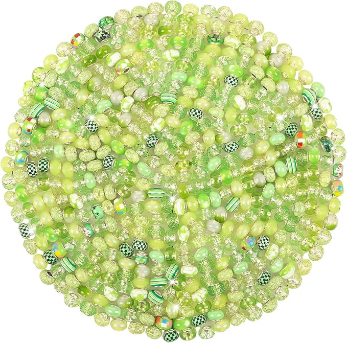 60Pcs Large Hole Beads Spacer Beads Light Green Assorted European Craft Big by BRACELETMAKINGKIT