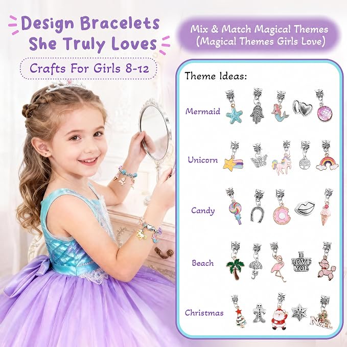 Charm Bracelet Making Kit & Unicorn/Mermaid Girl Toy- ideal Crafts - Image 2