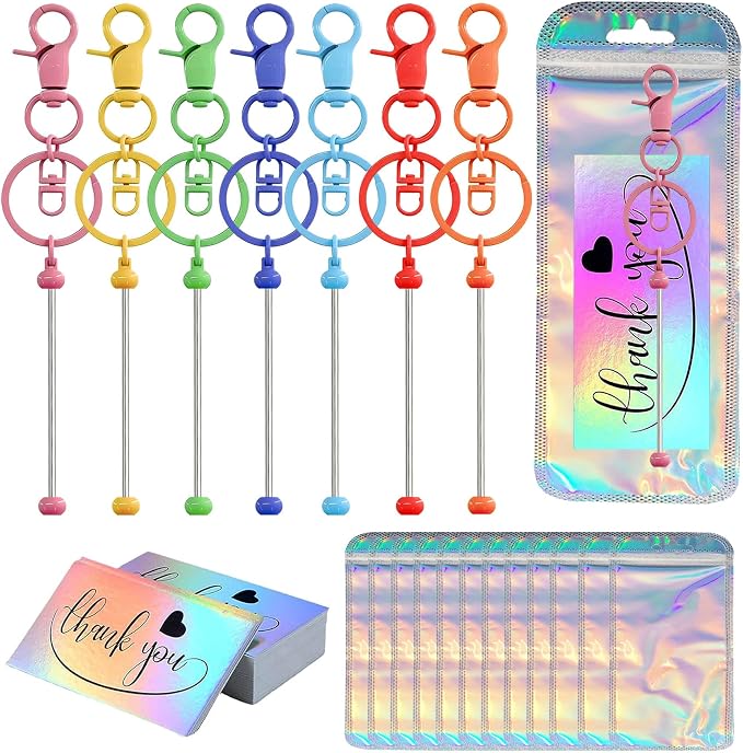 42/84/126 Pcs Beadable Keychain Bars Bulk Blank DIY Beaded Keychain Making by Unknown