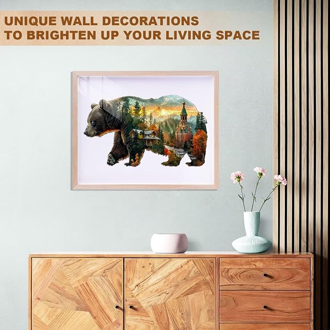 Forest Bear Puzzles Adults Gifts Wooden 150 Pieces 13.4 * 7.8in - Image 7