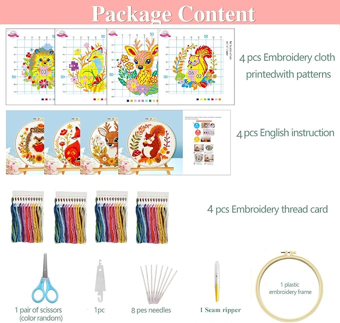 Zhenqing Autumn Animals Cross Stitch Kit - Image 3