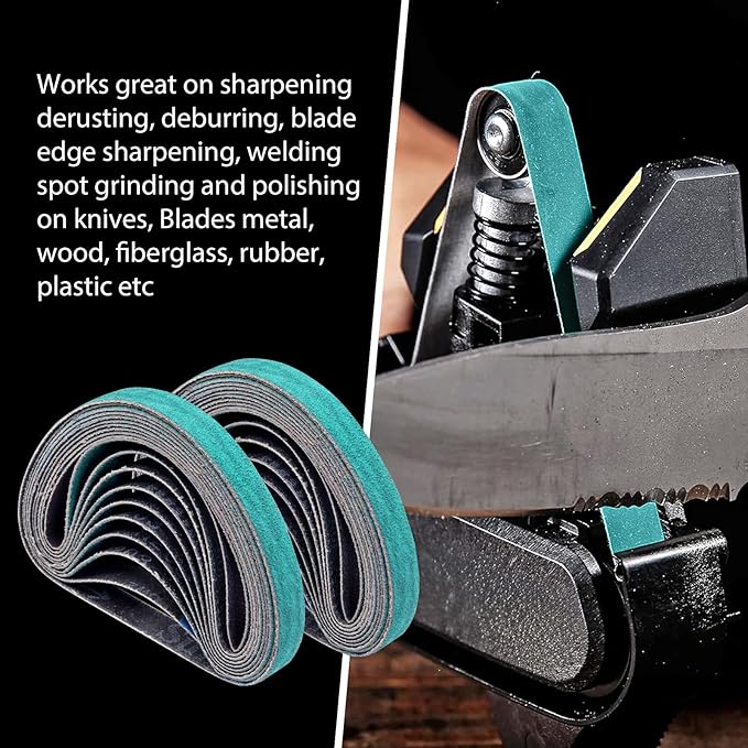 20 Pack 1/2" x 12" Knife Sharpener Sanding Belts for Official Work Sharp Knife & Tool Sharpener (WSKTS & WSKTS-KT/Mk.1 & Mk.2) - 80 Coarse Grit Replacement Sharpening Belts