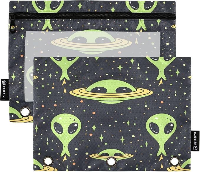 Green Aliens Space Pencil Pouch by BOENLE-WELCOMEYOURCOMING