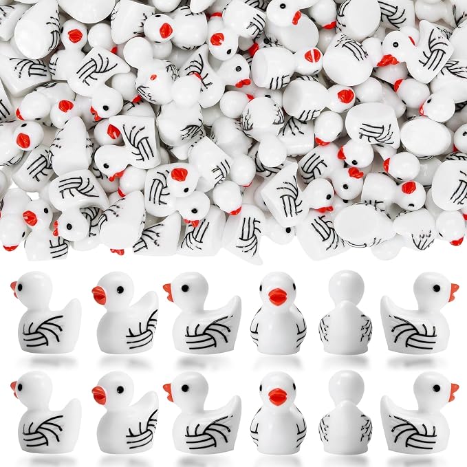 80 Pcs Mini Resin Volleyball Ducks, Small Figurines Bulk Tiny Sports Duck by Unknown