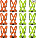 Hercicy 12 Pcs Reflective Vest High Visibility Safety Vests, Adjustable Bright Neon Lightweight Strap Gear (Yellow,Orange)