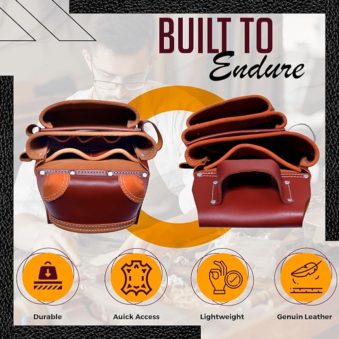 RISING STAR WEARS PURE OIL TANNED LEATHER TOOL BELT POUCH PERFECT FOR CARPENTERS, PLUMBERS, ELECTRICIANS, GARDENERS AND CONSTRUCTION WORKERS MULTIPURPOSE 18 POCKETS POUCH WITH FRAMING TOOL BAGS