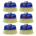 SALI 6 Pack Wire Cup Brush, 4 Inch Coarse Crimped Cup Brush for Grinders, with 5/8 Inch Arbor for Heavy Cleaning Rust, Stripping and Abrasive, for Angle Grinder