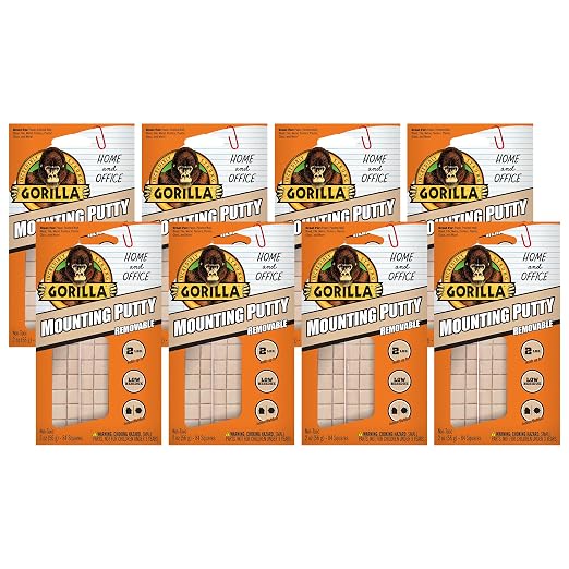 Gorilla Mounting Putty, Natural Tan Color, 84 Pre-Cut Squares by Gorilla
