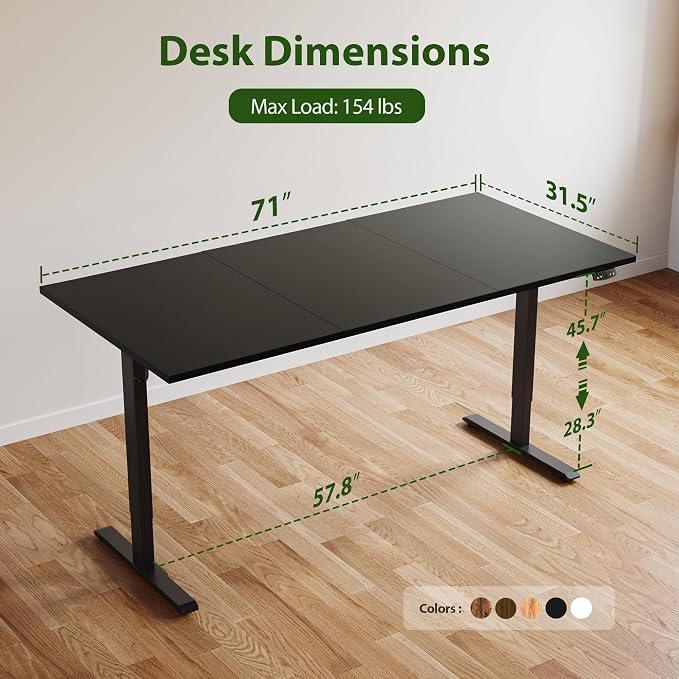 Agilestic Electric Standing Desk, 71 x 31.5 Inches Height Adjustable Desk - Image 3