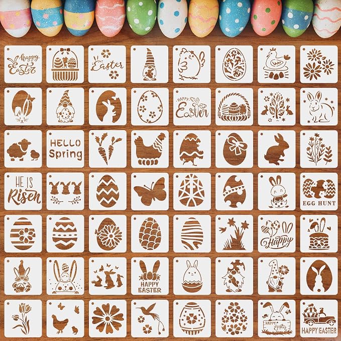 Augshy Easter Stencils, 56 Pack Holiday Stencils Easter Painting Stencils Set by Augshy