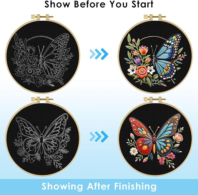 ERKOON Embroidery Kit for Beginners, 2 Set Flower Cross Stitch Set Include - Image 4
