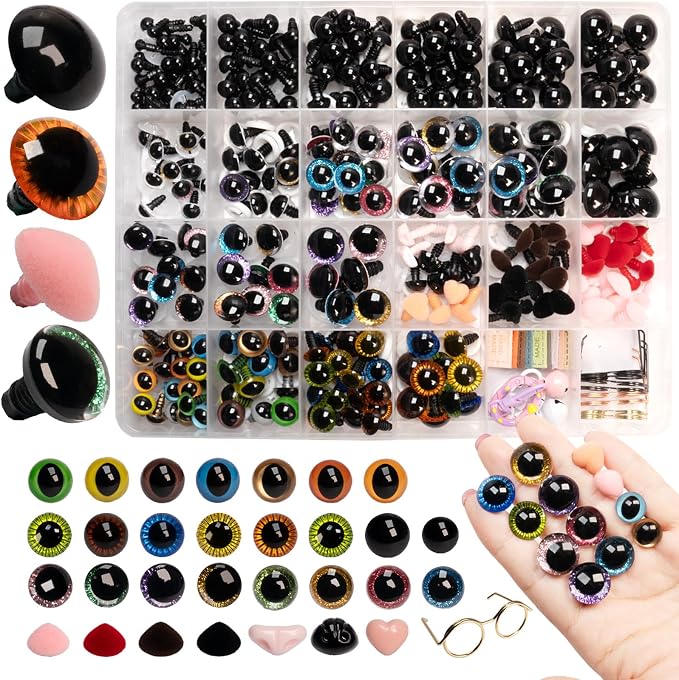 SEVENSUN 636 PCS Safety Eyes for Crocheting, Crochet Safety Eyes and Noses for by SEVENSUN