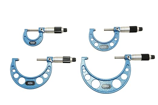Shars Precision Solid Metal Frame Outside Micrometer Set (0-100mm 4 pcs/Set, Metric) L