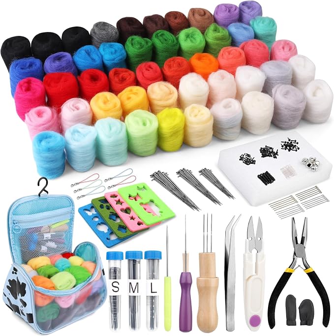 JUPEAN 228 Pcs Needle Felting Kit Wool Felting Tools by Jupean