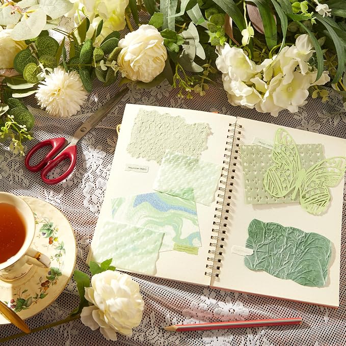 208 Sheets A7 Scrapbook Paper Kit, 12 Colors Mixed Textured Paper and Mesh - Image 9