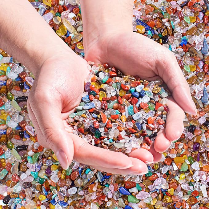 Chakra Crushed Stone Crystal Chips Bulk 0.88 Lb, Tumbled Healing Gemstones by EZEELAI
