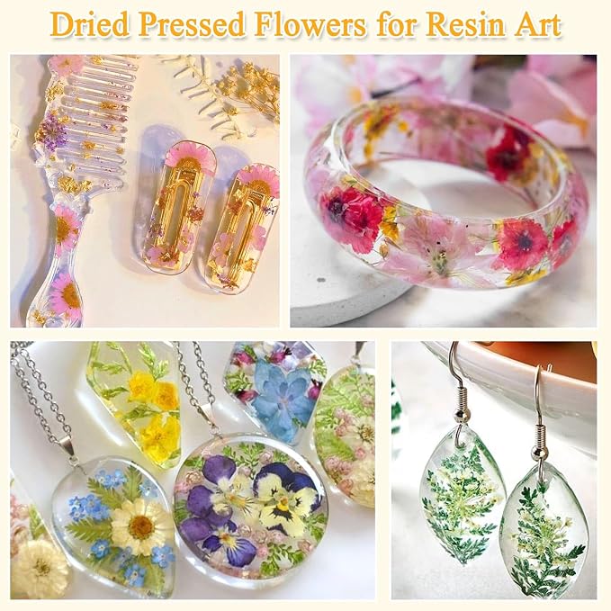 124 Pcs Dried Pressed Flowers for Resin Crafts, Real Pressed Wildflowers - Image 2