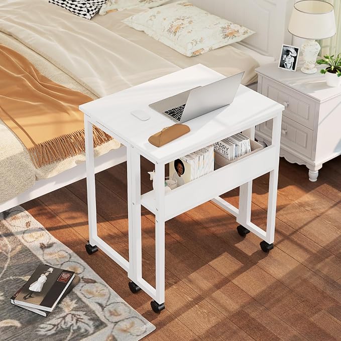 GreenForest Folding Desk with Wheels, 24.8" Rolling Table - Image 2