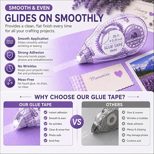 Glue Tape for Scrapbooking, Scrapbook Tape 4 Pcs, Double Sided Tape Roller for - Image 5