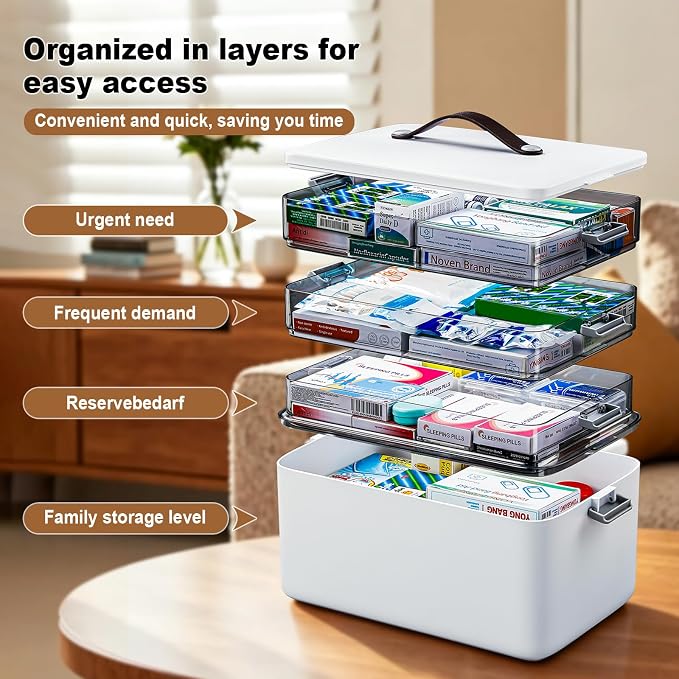 MOPUP 4-Tier Medicine Craft, Organizer Storage, Portable Latch Bin - Image 5