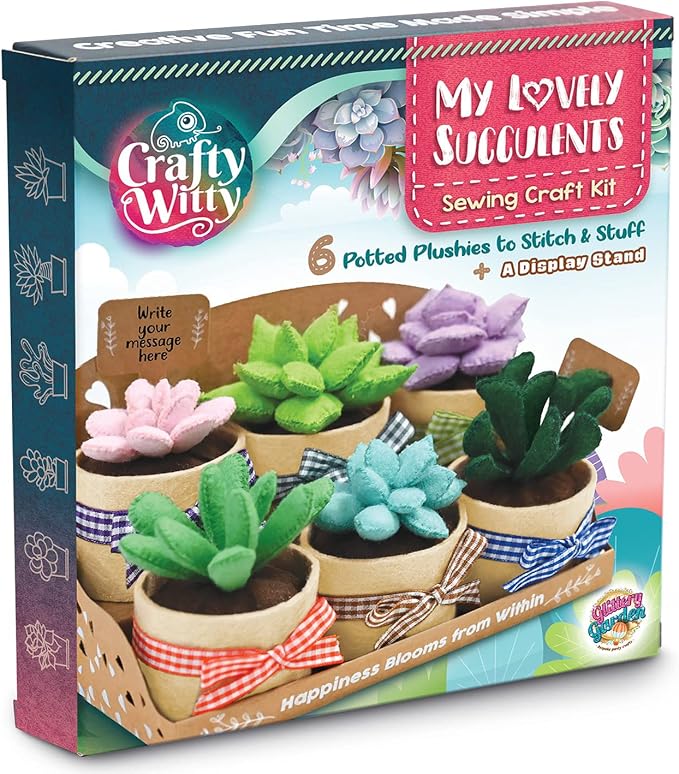 Glittery Garden Felt Succulent Craft Kit. Sewing Project to Make 6 Plushies | by GlitteryGarden