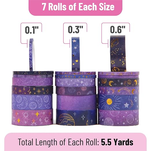 Mr. Pen- Washi Tape Set, 21 Rolls, 5.5 Yards/Roll | Washi Tape - Image 4