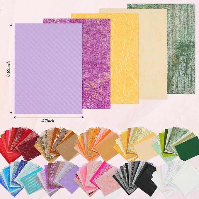 160 Sheets Textured Scrapbook Paper and Mesh Fabric Assorted Set, 10 Color - Image 2