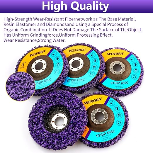 10 Pack 4" x 5/8" Strip Discs Stripping Wheel, Rust Remover Discs for Angle Grinder,Clean and Remove Paint Coating Rust Welds Oxidation(Purple)
