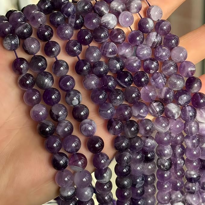 MJDCB Natural Dreamy Amethyst Beads Round Stone Beads DIY Loose Beads - Image 8