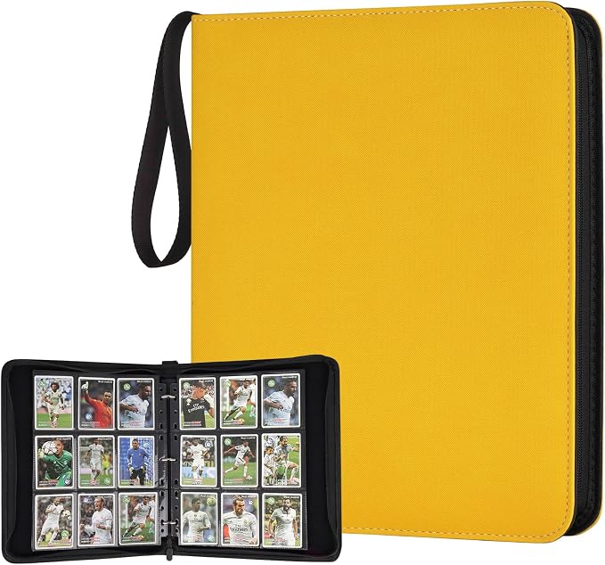 GERMUN 3 Ring 9 Pocket Zipper Card Binder, 720 Double Sided Standard PU Trading by GERMUN