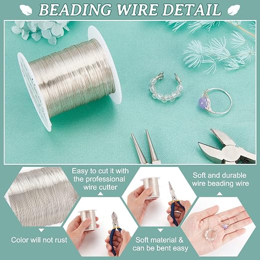BENECREAT 28 Gauge 164 Yards Tarnish Resistant Silver Wire Jewelry Beading Wire - Image 4