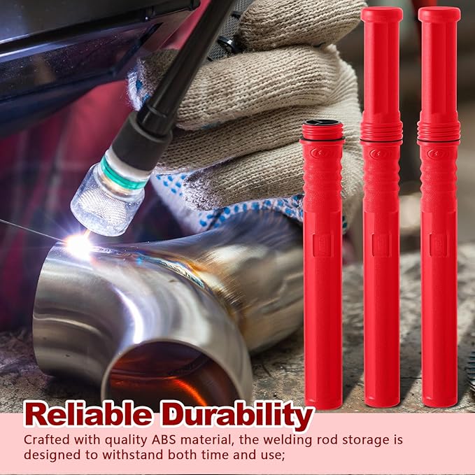 Tandefio 2 Pcs Welding Rod Storage 40 Inch Tig Rod Storage Canisters Welding Electrode Holder Airproof Waterproof Welding Rod Container (Red)