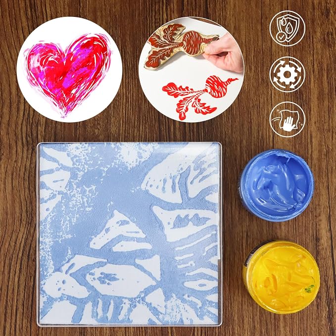 QWORK 6x6 Inch Gel Printing Plates 12 Pack, Reusable Monoprinting Plates - Image 6