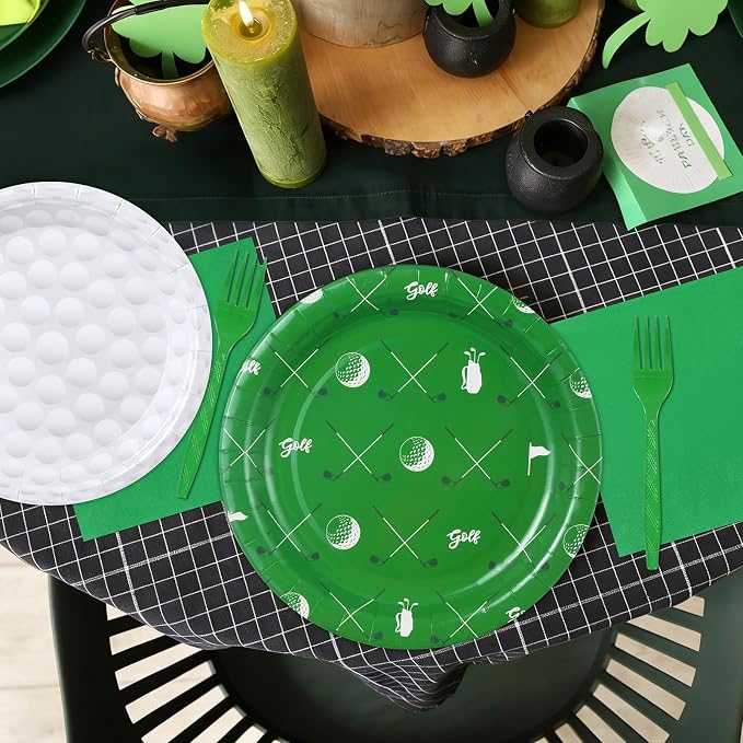 Qyeahkj 100 Pcs Golf Party Supplies Golf Ball Disposable Plates and Napkins Set - Image 5