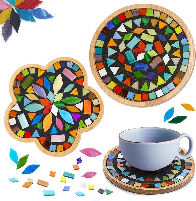 DIY Mosaic Tiles for Crafts, Mixed Stained Glass Ceramic Mosaic Craft Kits for by Nuyoach
