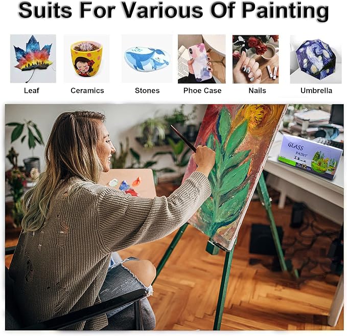 Premium Glass Paints for Glass Painting Stained Ceramic Paints Set Non Toxic - Image 6