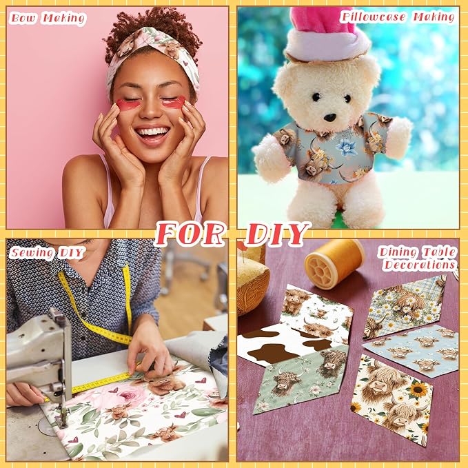 Hosuly 40 Pcs Highland Cow Jelly Fabric - Image 6